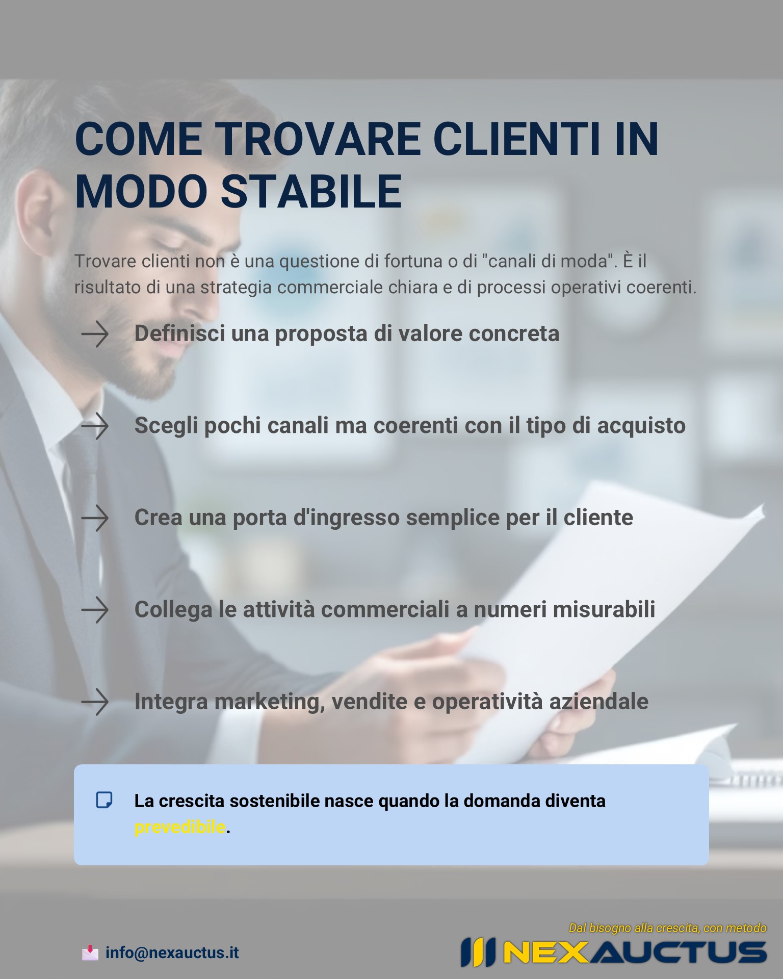come trovare clienti con strategia commerciale e metodo operativo per generare domanda stabile e crescita aziendale