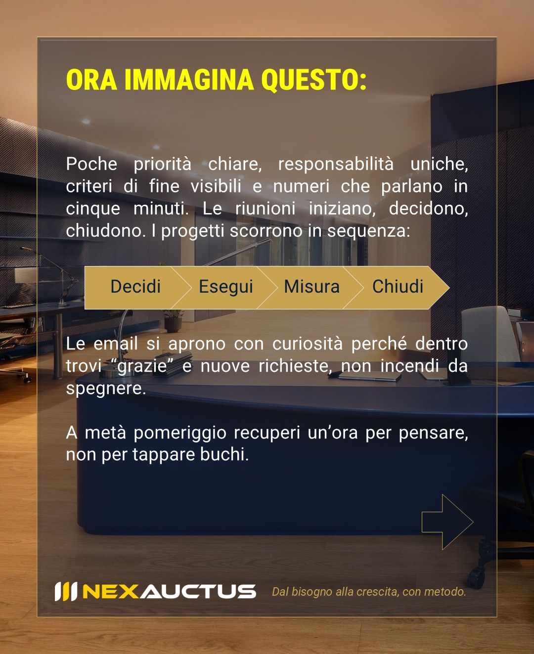 Immagine concettuale che rappresenta chiarezza operativa e decisioni rapide in azienda.