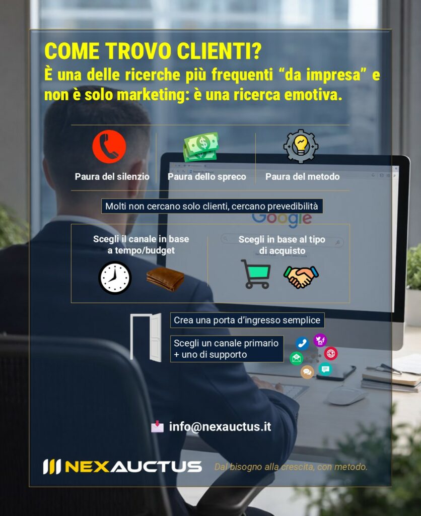 Schema strategico per trovare clienti e definire i canali di acquisizione nelle PMI.