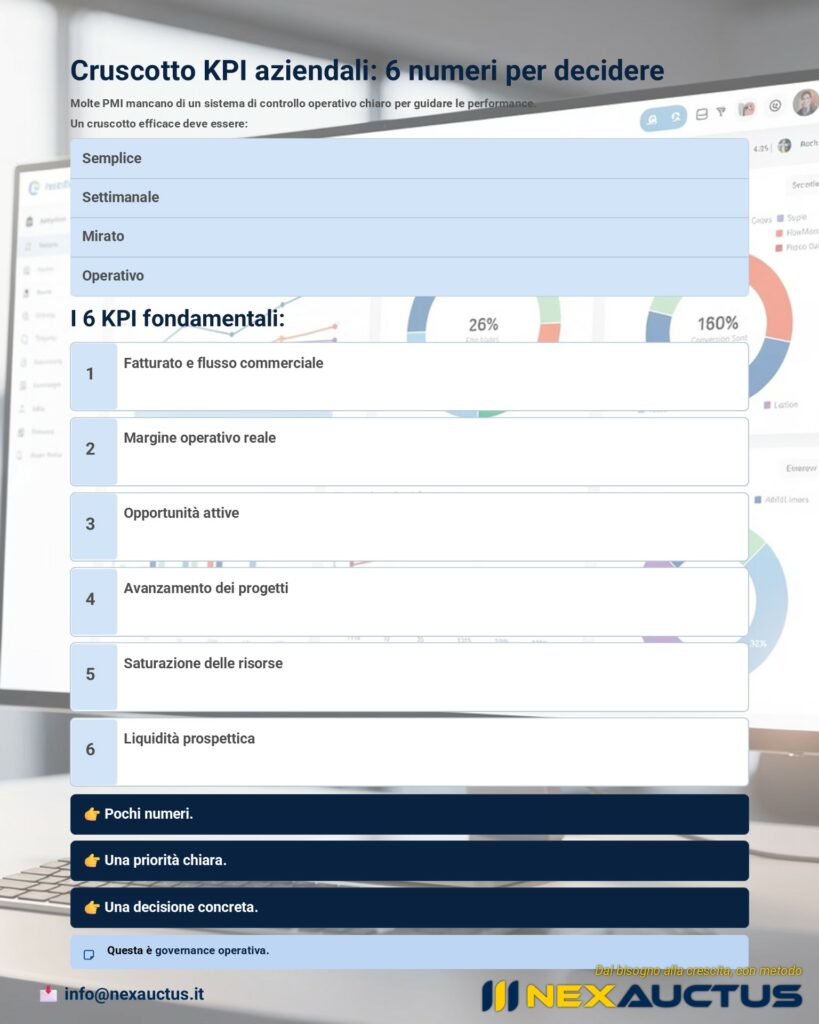 cruscotto KPI aziendali con indicatori operativi per guidare decisioni e priorità nelle PMI
