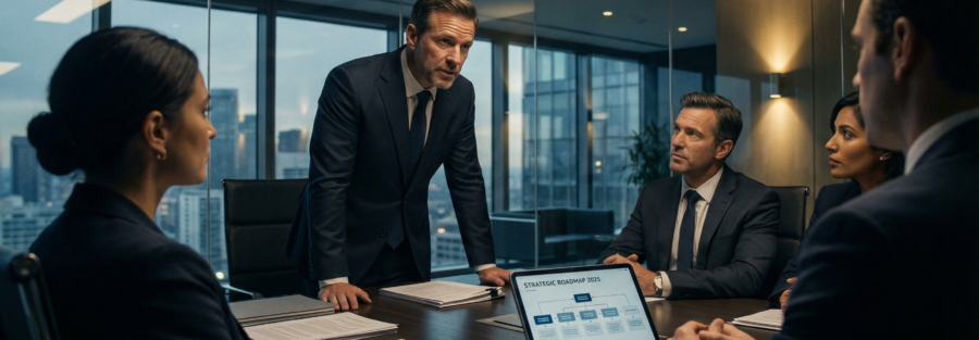 contattaci consulenza operativa in riunione strategica aziendale con team e leadership