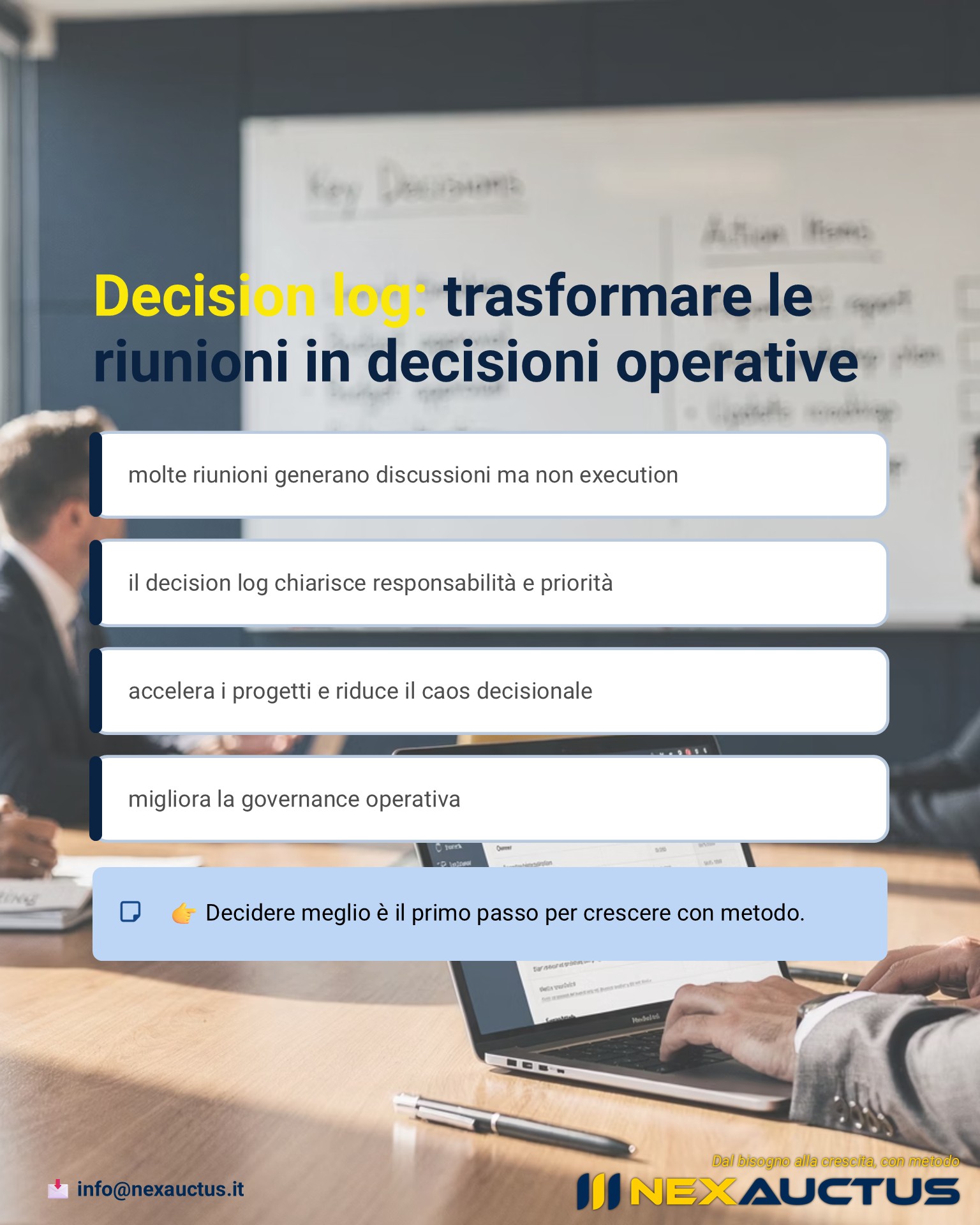 decision log per rendere efficaci le riunioni aziendali